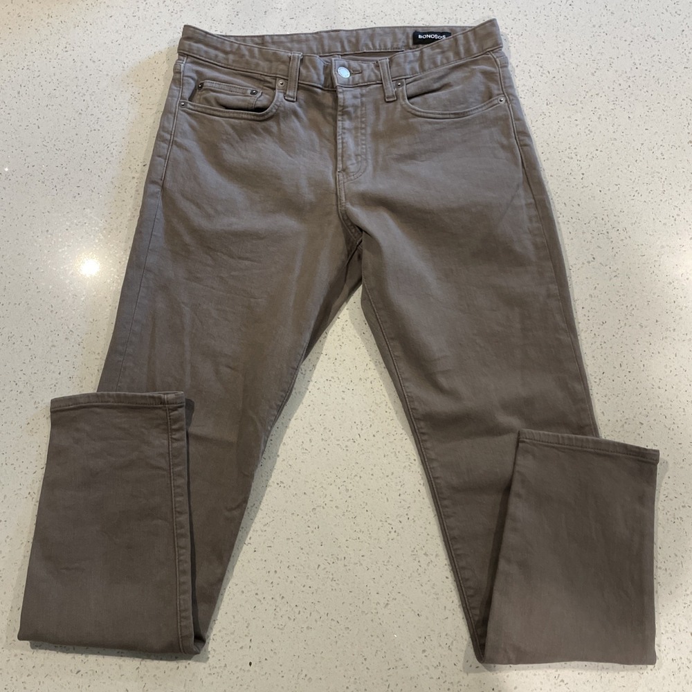 Bonobos Men's Stretch Chino Pants Size 32x32 Actual 32/31 Slim Taper Light Brown
